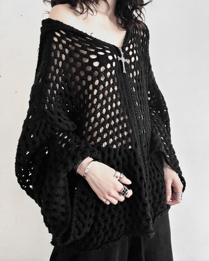 ENCRYPTED CROCHET ZIP-UP (ASH)