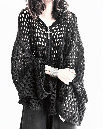 ENCRYPTED CROCHET ZIP-UP (ASH)