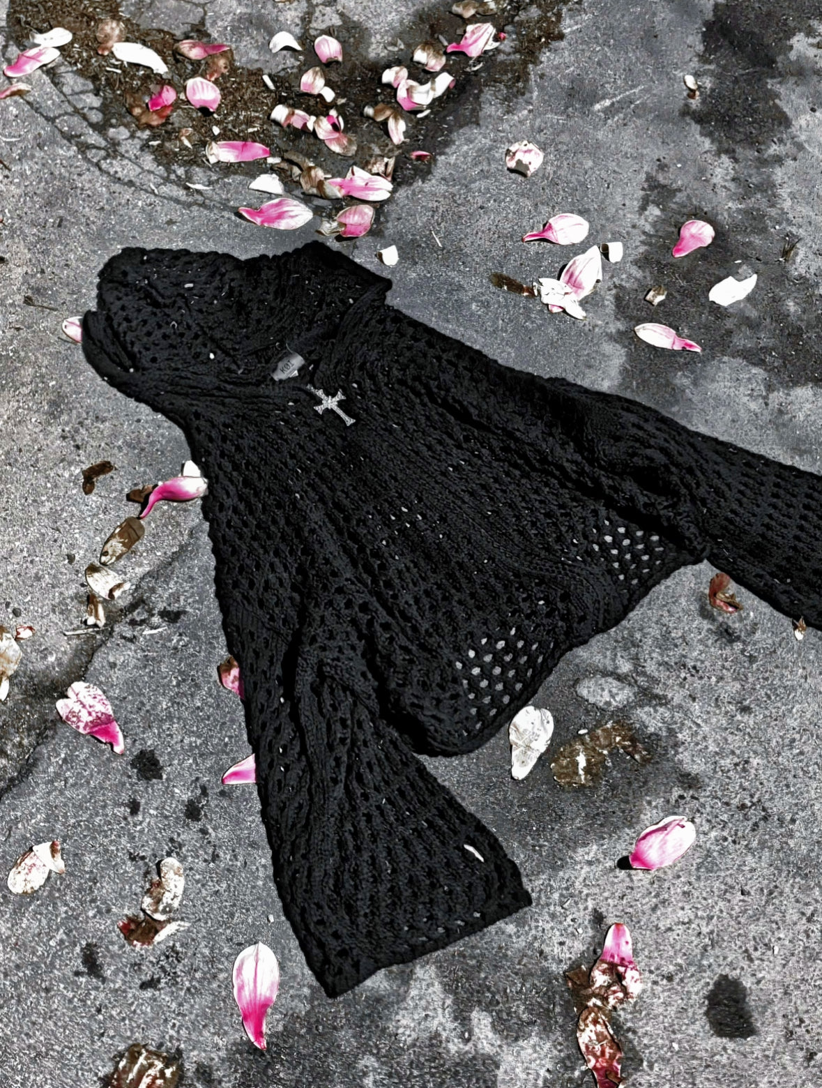 ENCRYPTED CROCHET ZIP-UP (ASH)