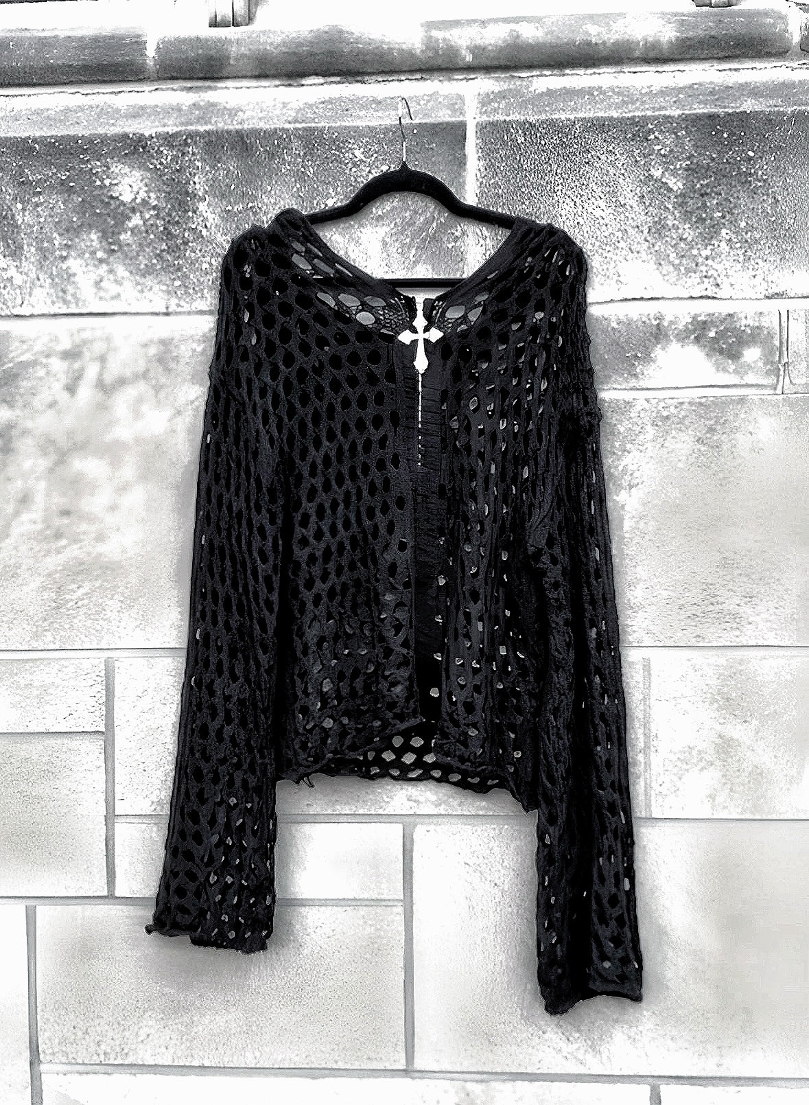 ENCRYPTED CROCHET ZIP-UP (ASH) – KOI ABYSS